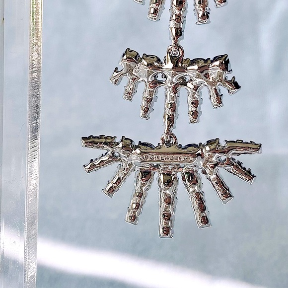 Givenchy Silver Crystal Tiered Chandelier Earrings - Picture 9 of 12